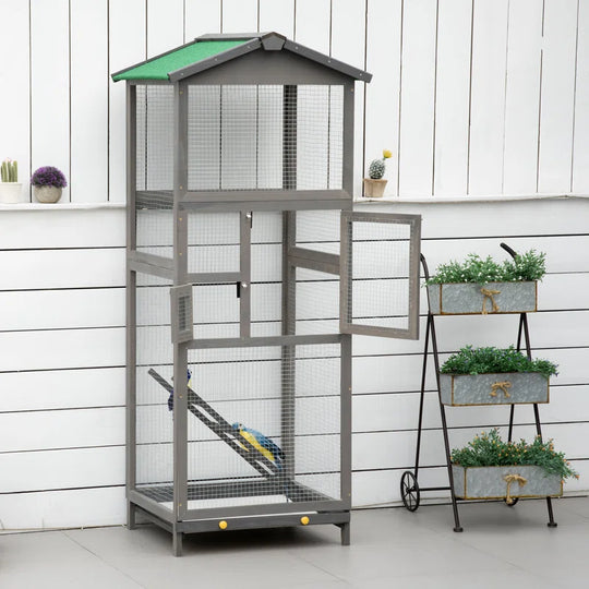 Fortuna 65'' Wood Pointed Top Flight Cage with Tray