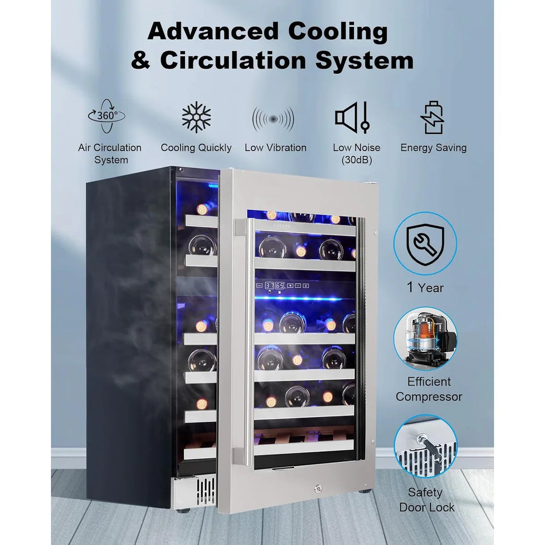 Luchar Wine Fridge 24 Inch, 46 Bottles Wine Fridge Cooler with Temperature Memory & Touchscreen Design