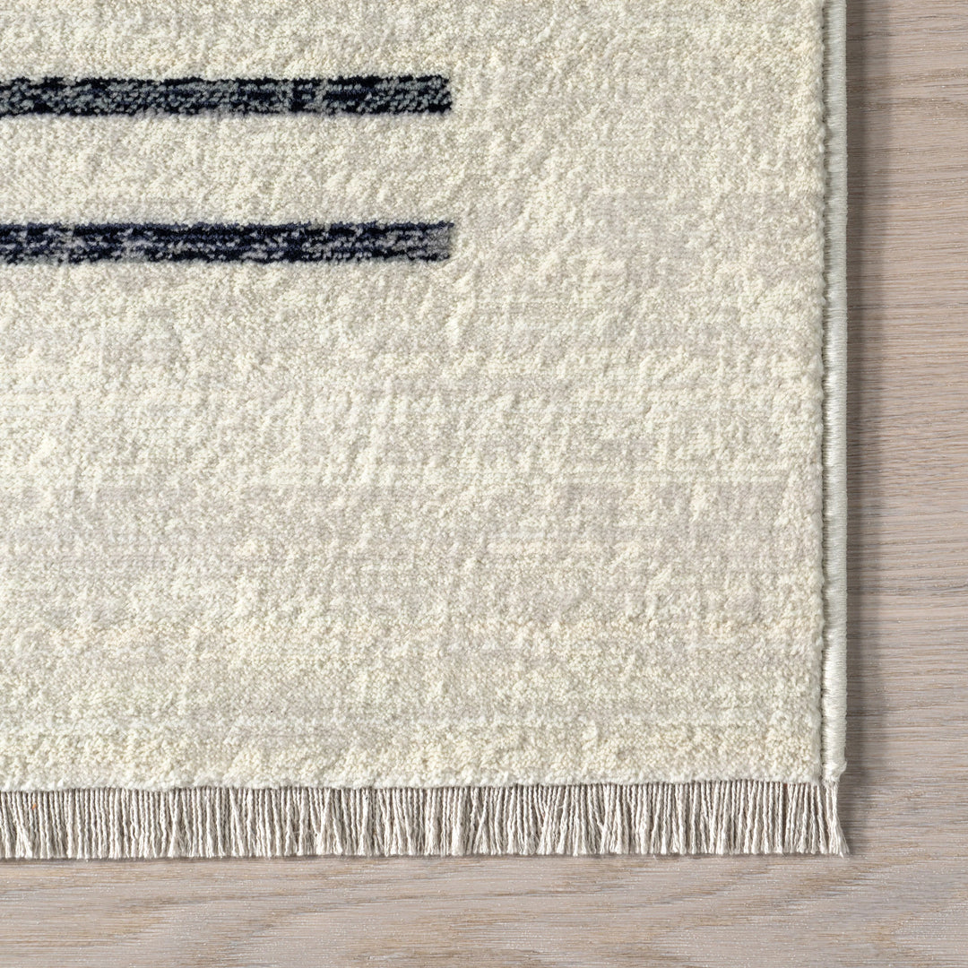 Keeva Modern Striped Fringe Area Rug