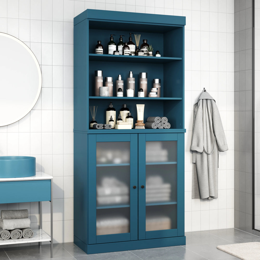 100% Solid Wood Bathroom & Laundry Storage Cabinet, Raised Panel Doors, Adjustable Shelves, 32" Wide, 71.5" Tall
