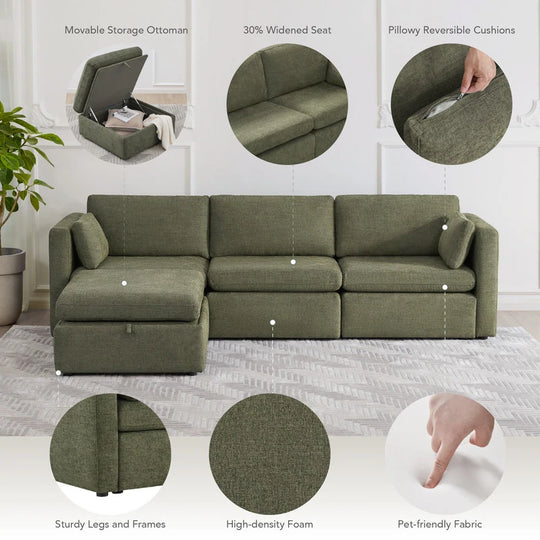 Mia Oversized Modular Sectional Fabric Sofa