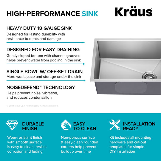 Fairlane Undermount 18 Gauge Stainless Steel Kitchen Sink