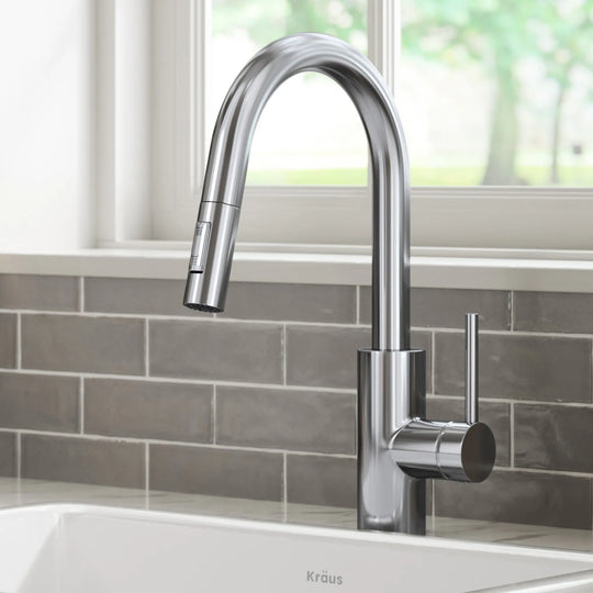 2-Function 1-Handle 1-Hole Pulldown Sprayer Brass Kitchen Faucet