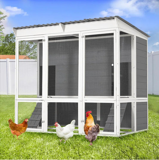 67'' Extra Large Chicken Coop House with 4 Nesting Boxes & Roost Bar for 8-10 Chickens
