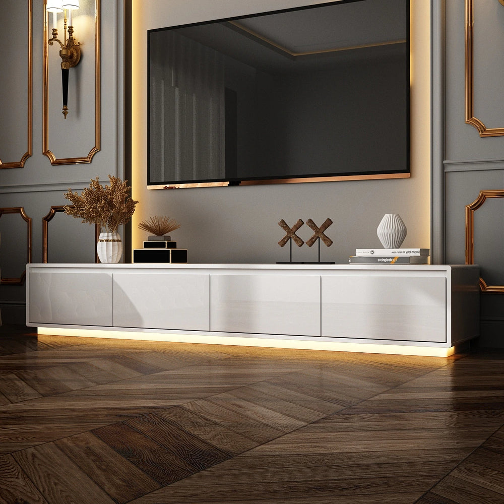 Chic Led-Lit Media Console for Stylish Homes Entertainmnet Center - 70.9"