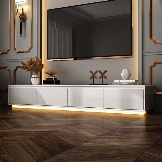Chic Led-Lit Media Console for Stylish Homes Entertainmnet Center - 70.9"