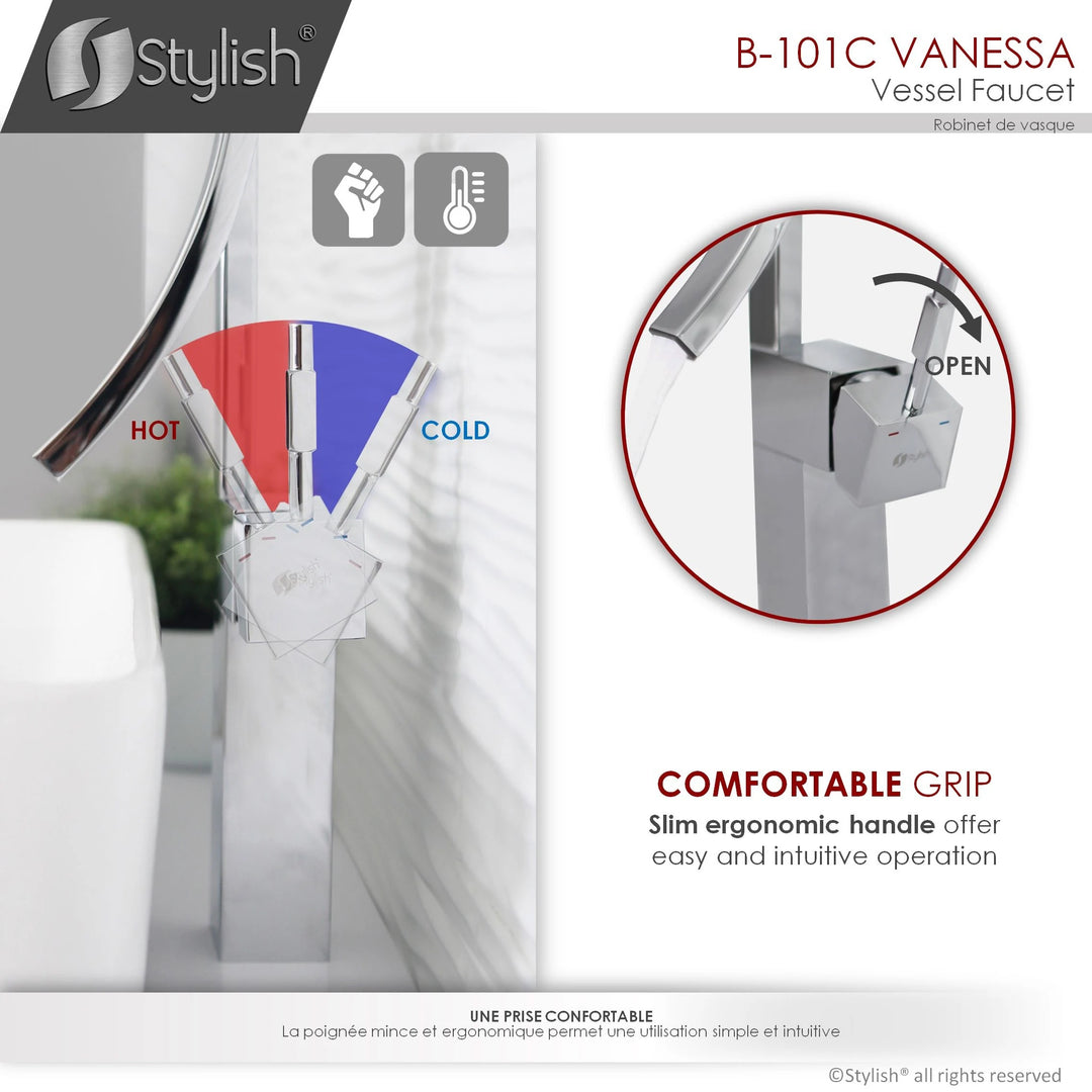 Single Handle Bathroom Faucet for Single Hole Brass Vessel Mixer Tap - Faucet Height: 17 1/2" Spout Height: 8"