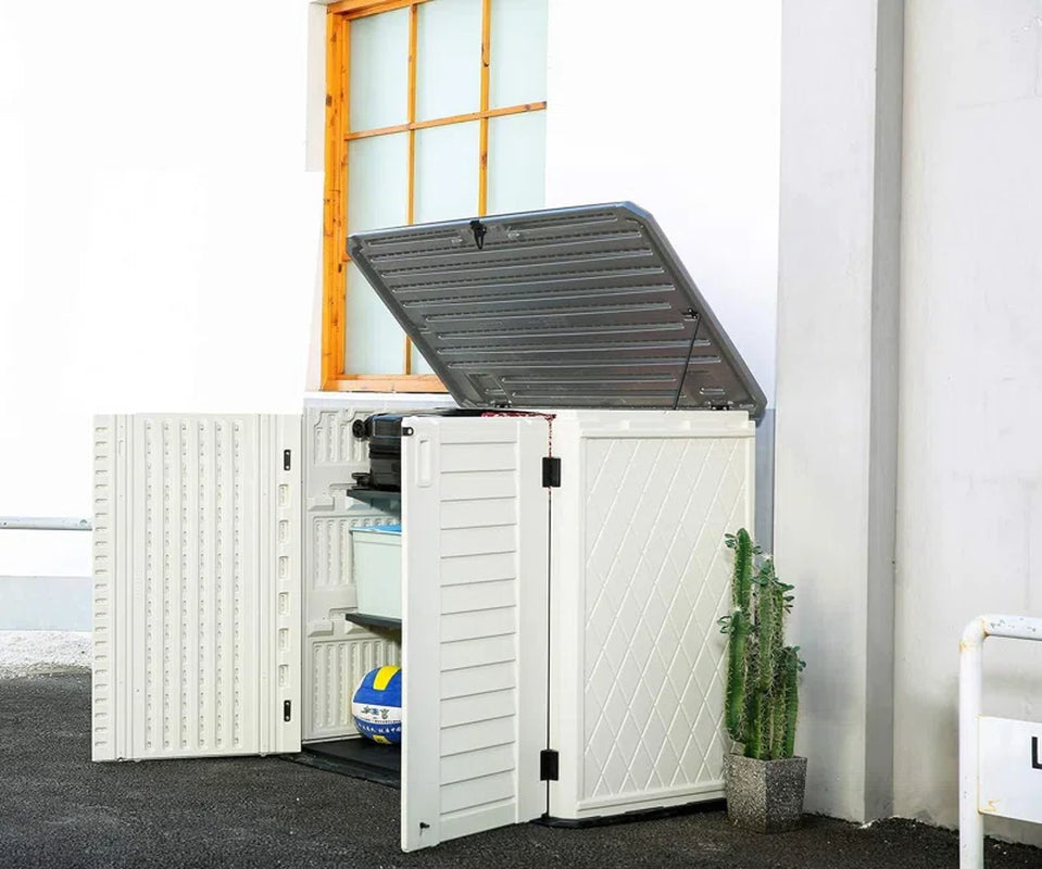 255 Gallons Resin Outdoor Storage Cabinet, Waterproof & Lockable