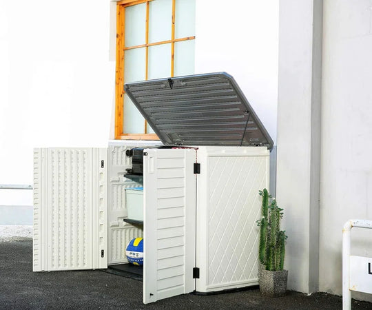 255 Gallons Resin Outdoor Storage Cabinet, Waterproof & Lockable