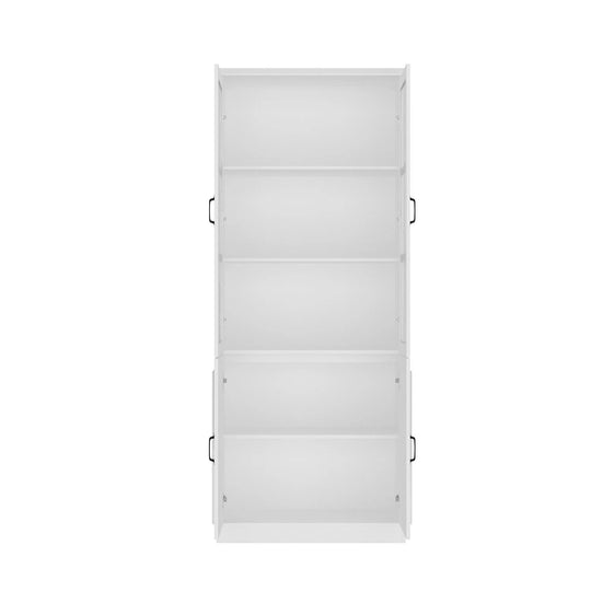 78.7"H Combo Buffet Sideboard White Curio Bookcase Cabinet Glass Door
