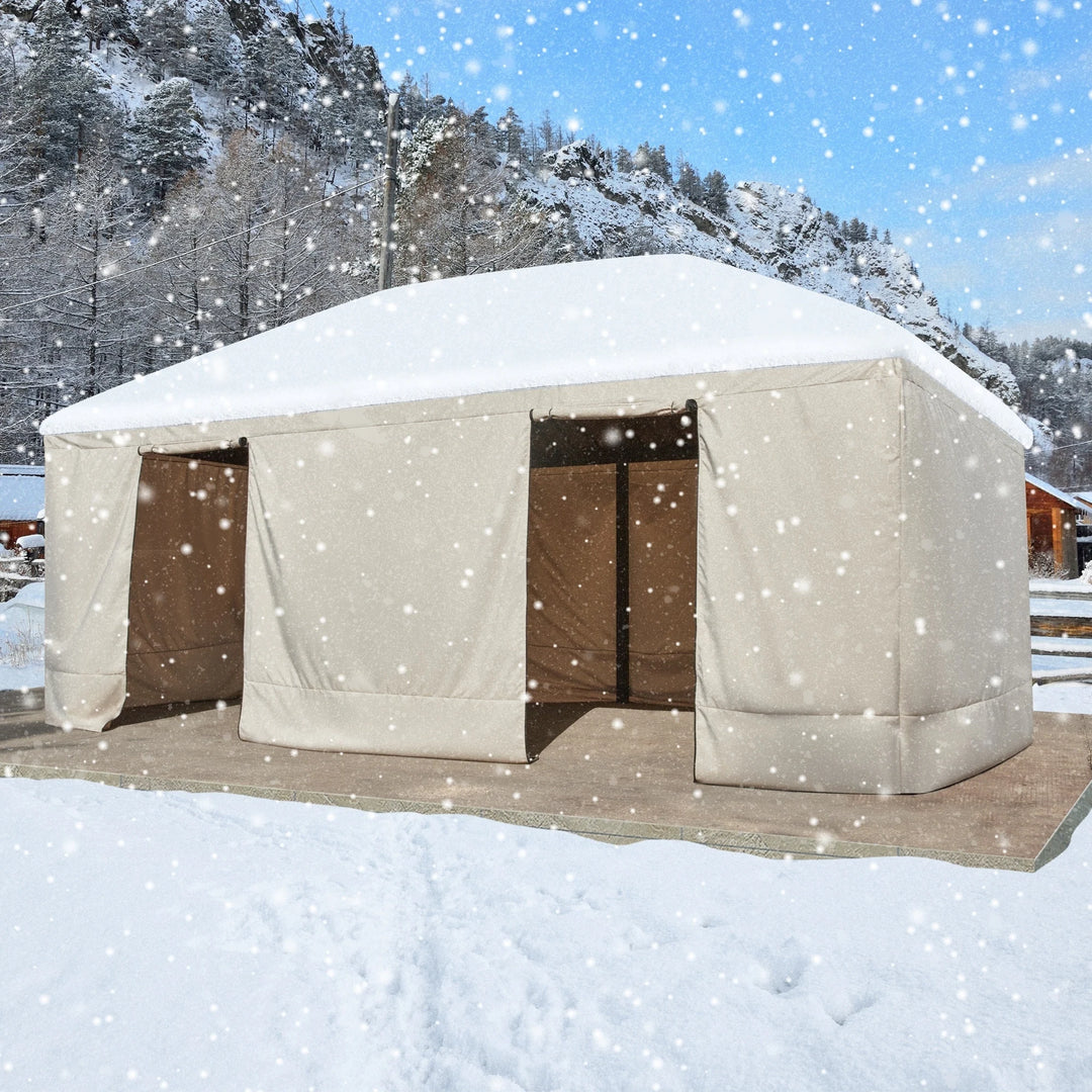 Hardtop Wood Gazebo with Double Roof – Free Dust Cover with 12X16 or 12X20 Model – Waterproof Outdoor Gazebo