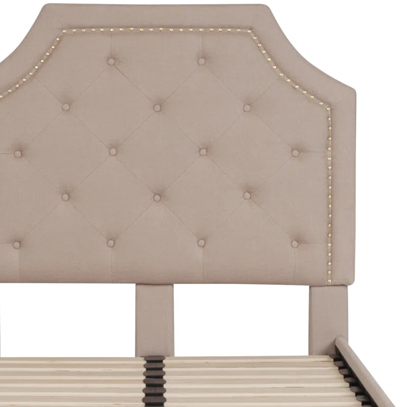 Aluino Arched Button Tufted Upholstered Platform Bed Frame - No Box Spring Required