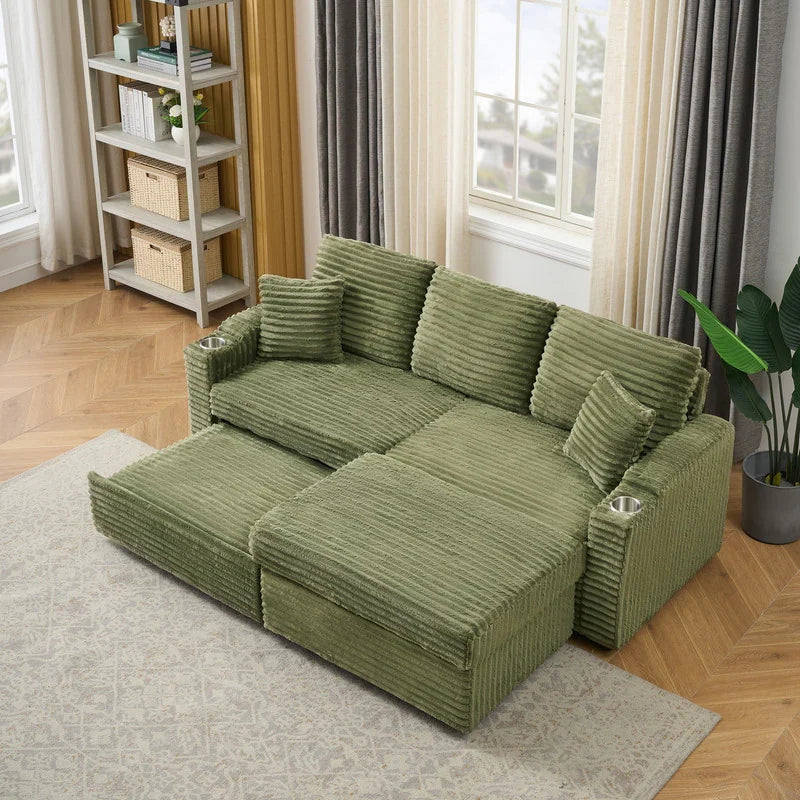 80" Cordylona Sofa, Cup Holder, Ottoman Storage
