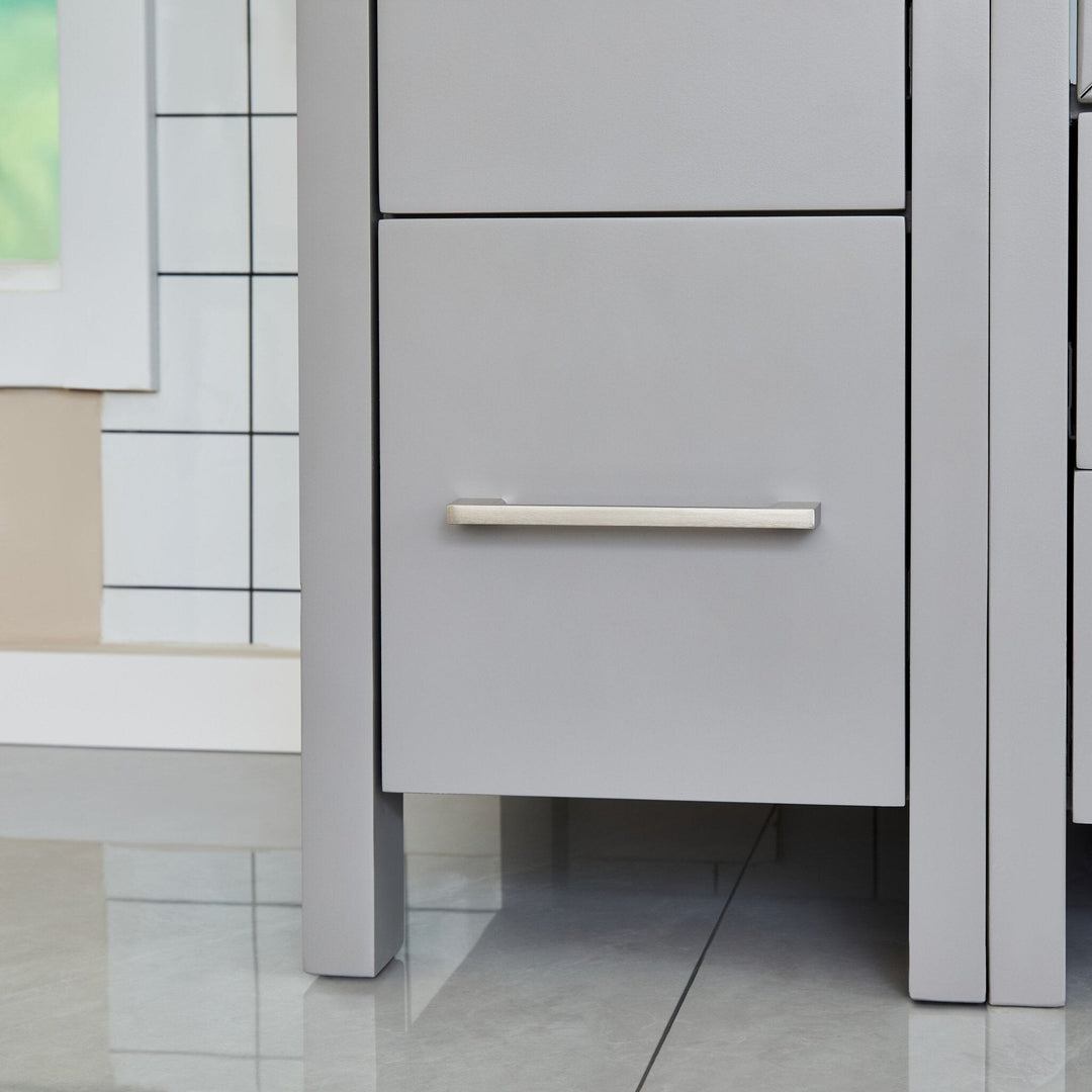 96" Double Sink Bathroom Vanity Set 10 Dove-Tailed Drawers, 3 Cabinets, 2 Shelves Soft-Closing Doors with Free Mirror