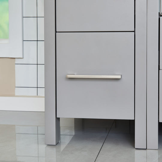 96" Double Sink Bathroom Vanity Set 10 Dove-Tailed Drawers, 3 Cabinets, 2 Shelves Soft-Closing Doors with Free Mirror