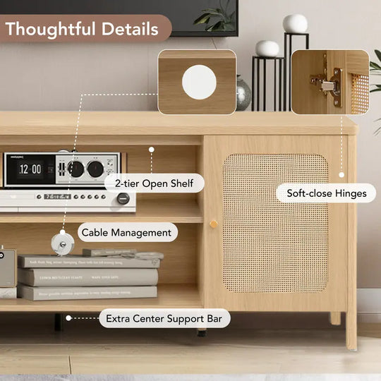 62" Bohemian TV Stand Modern Media Console Entertainment Center