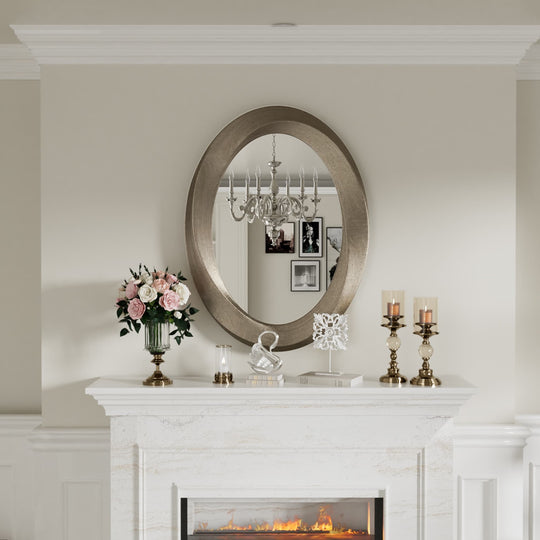 Antique Baroque Oval Wall Art Mirror Beveled Frame Accent Mirror