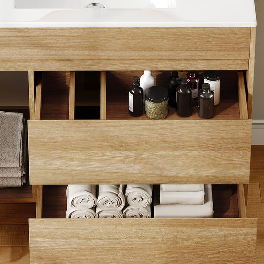37" Freestanding Single Bathroom Vanity with 1 Soft Closing Cabinet & 2 Drawers