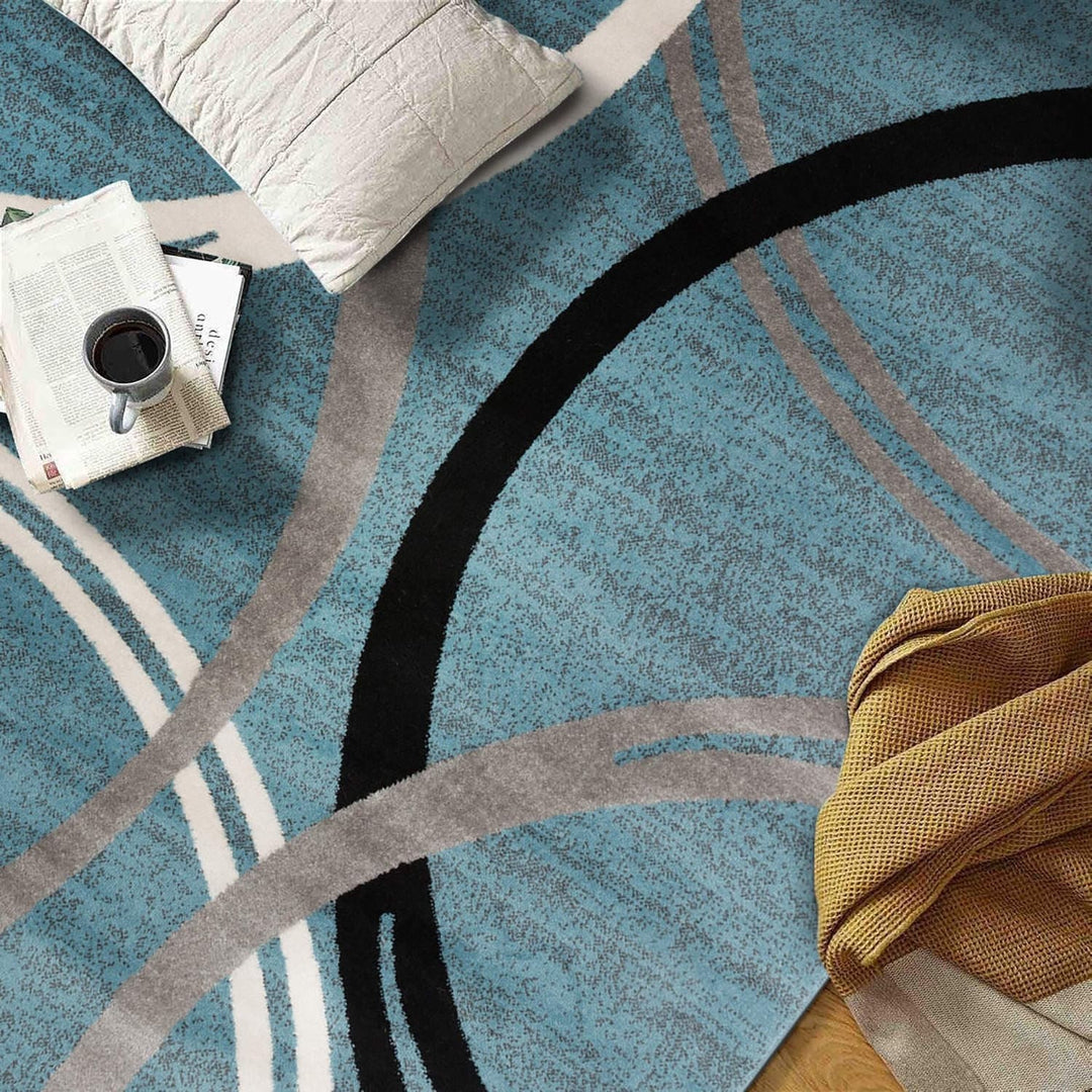 Contemporary Abstract Circles Design Area Rug