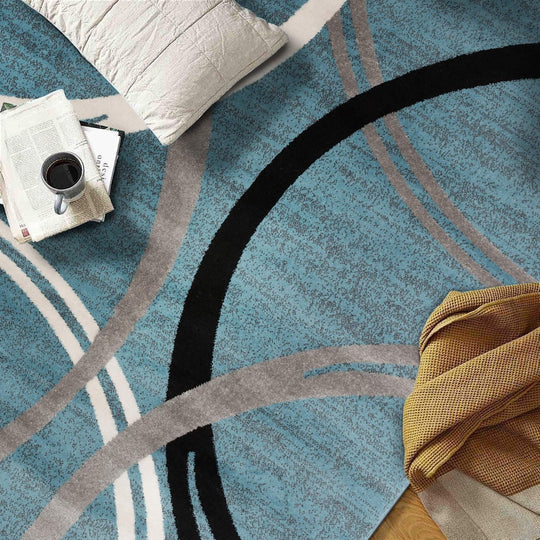 Contemporary Abstract Circles Design Area Rug