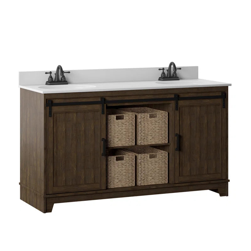 Braylen 60'' Double Bathroom Vanity with Vitreous China Top