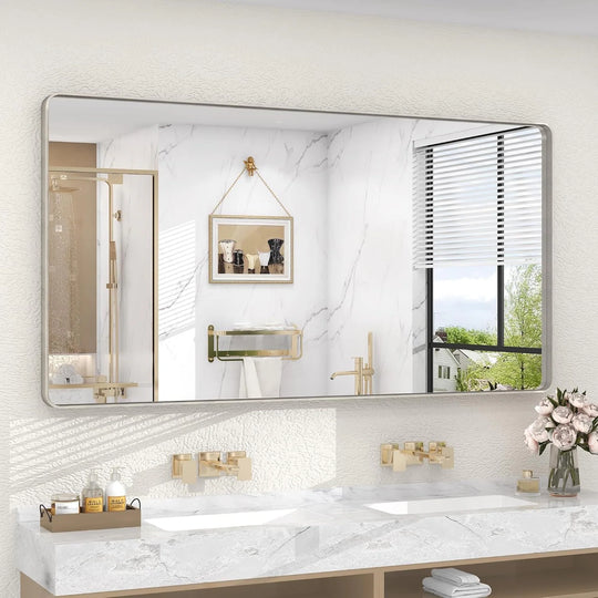 Aluminum Alloy Framed Tempered Glass Wall Decor Vanity Bathroom Mirror