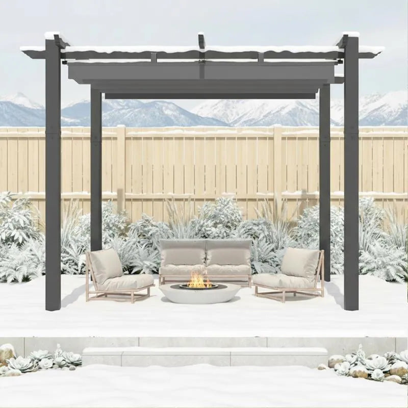 10' X 13' Outdoor Pergola with Retractable Canopy, Heavy-Duty Metal Frame and Adjustable Patio Shade Roof