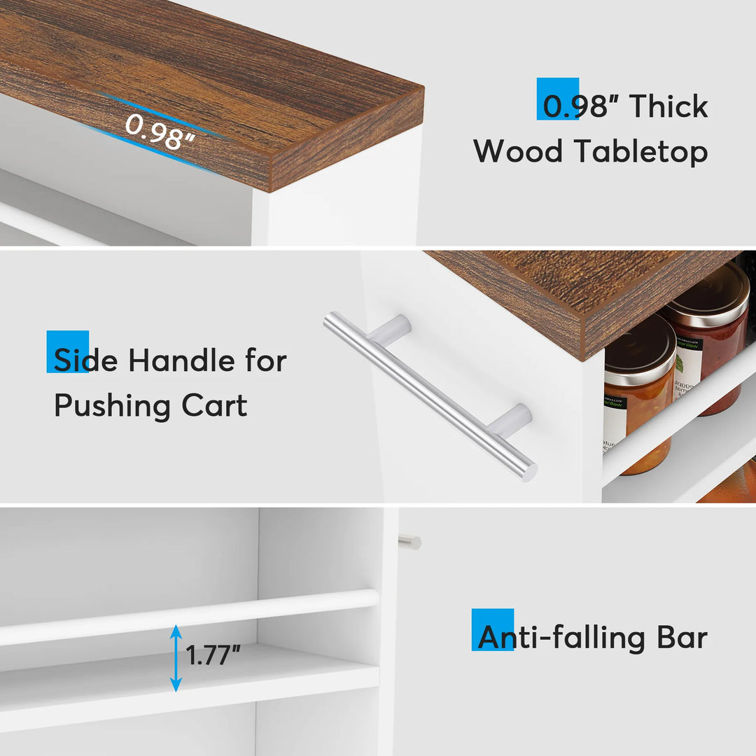 Slim Storage Cart, Rolling Narrow Kitchen Cart on Wheels