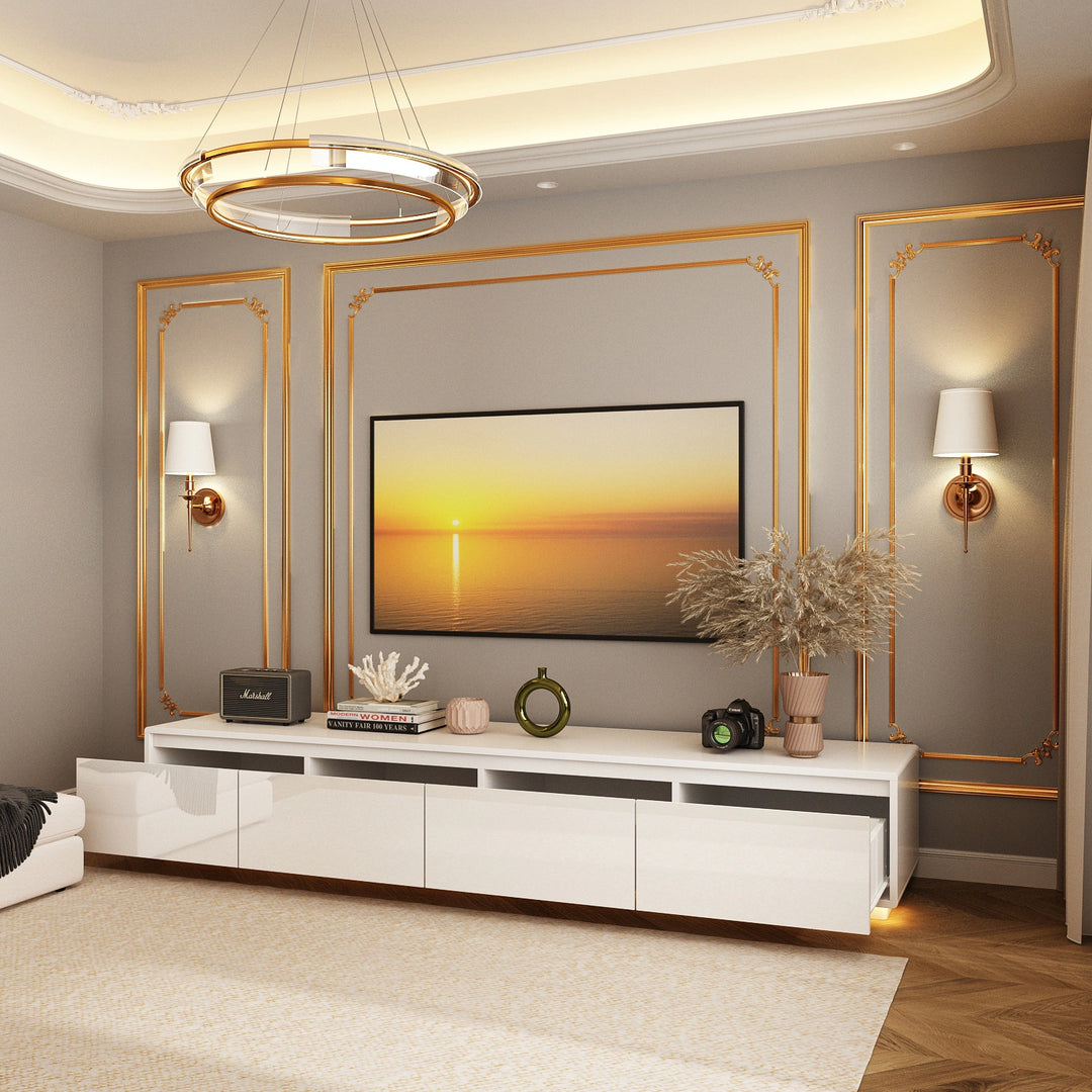 Chic Led-Lit Media Console for Stylish Homes Entertainmnet Center - 70.9"