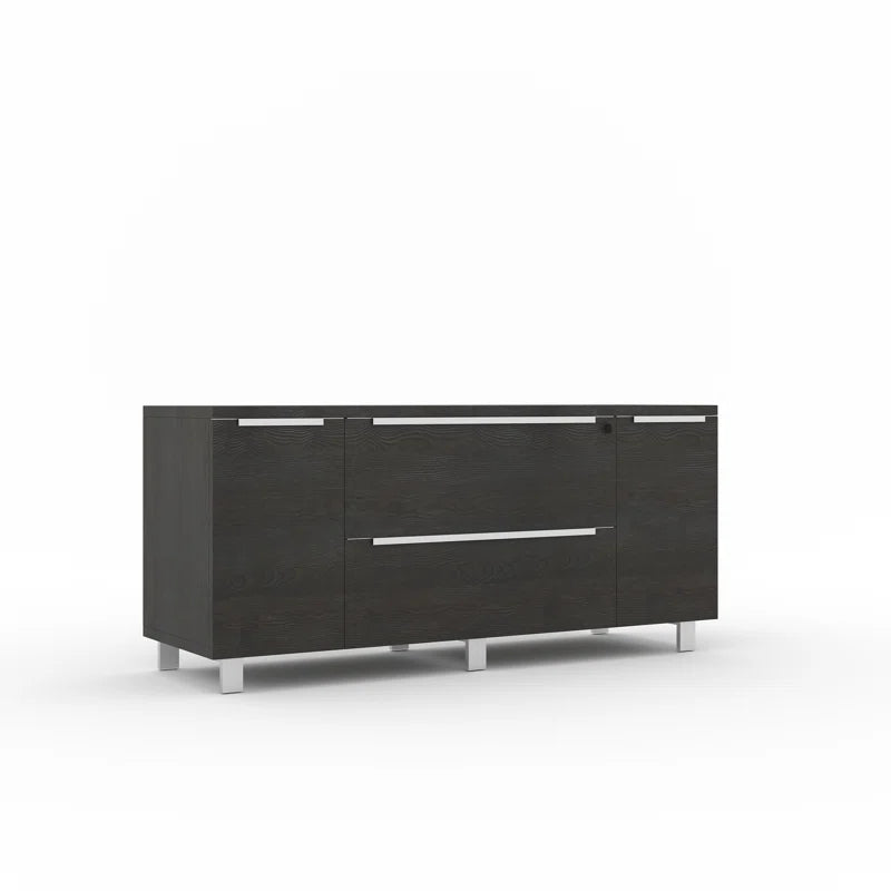 Maysey Metal Base Writing Desk with Power Outlet