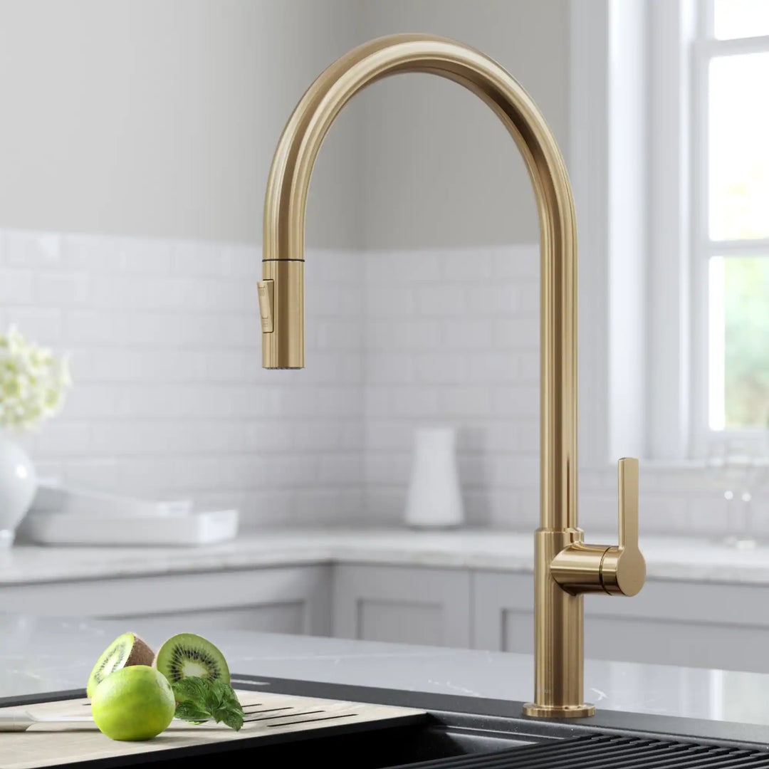 2-Function 1-Handle 1-Hole Pulldown Sprayer Brass Kitchen Faucet