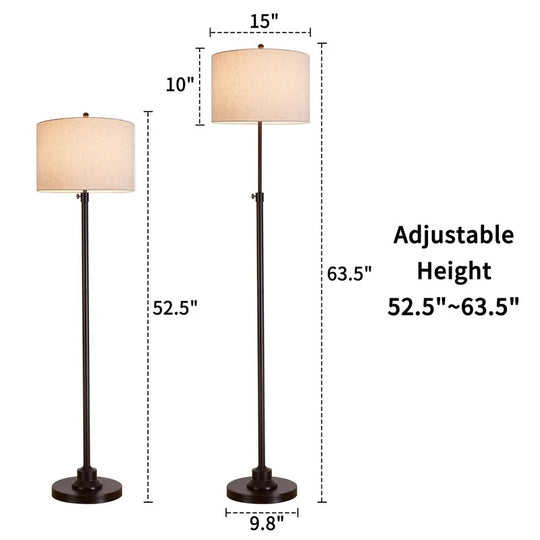 63.5" Standard Adjustable Floor Lamp with Fabric Linen Shade