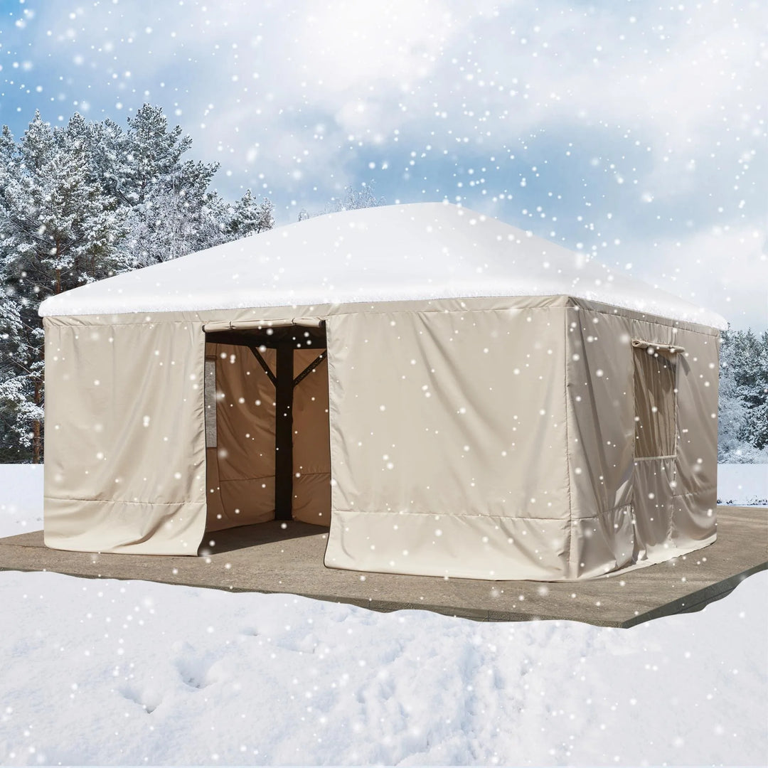 Hardtop Wood Gazebo with Double Roof – Free Dust Cover with 12X16 or 12X20 Model – Waterproof Outdoor Gazebo