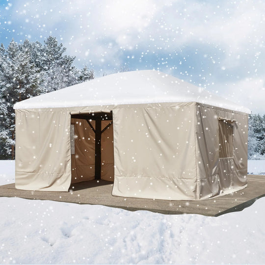 Hardtop Wood Gazebo with Double Roof – Free Dust Cover with 12X16 or 12X20 Model – Waterproof Outdoor Gazebo