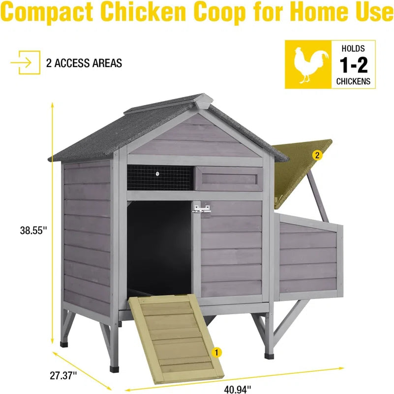 Chicken Coop for 2 Chickens Home Ues Outdoor Small Wooden Chicken House with Expandable Run for Poultry Duck Coop Pull Out Tray Quail Cage, Hen Habitat