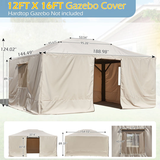 Hardtop Wood Gazebo with Double Roof – Free Dust Cover with 12X16 or 12X20 Model – Waterproof Outdoor Gazebo