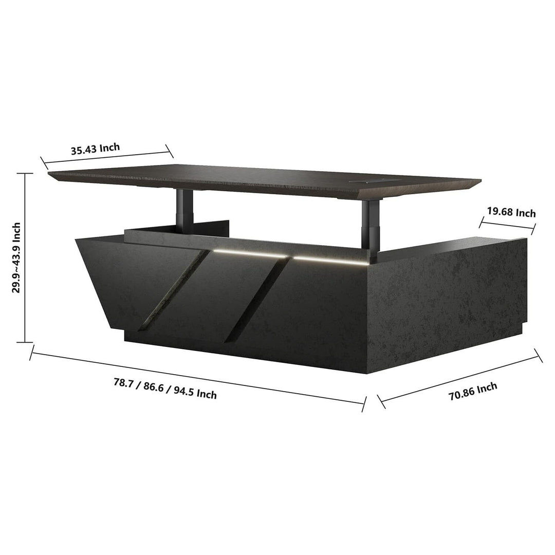 WESOME Adjustable Height L Shaped Executive Desk with Outlet Cabinets Cable Management