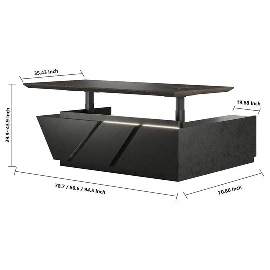 WESOME Adjustable Height L Shaped Executive Desk with Outlet Cabinets Cable Management