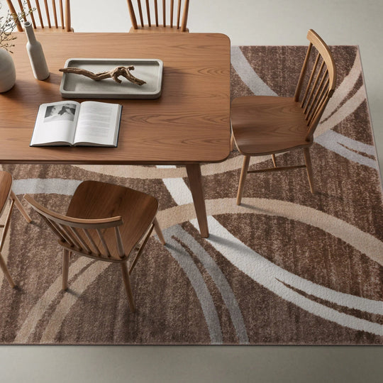 Contemporary Abstract Circles Design Area Rug