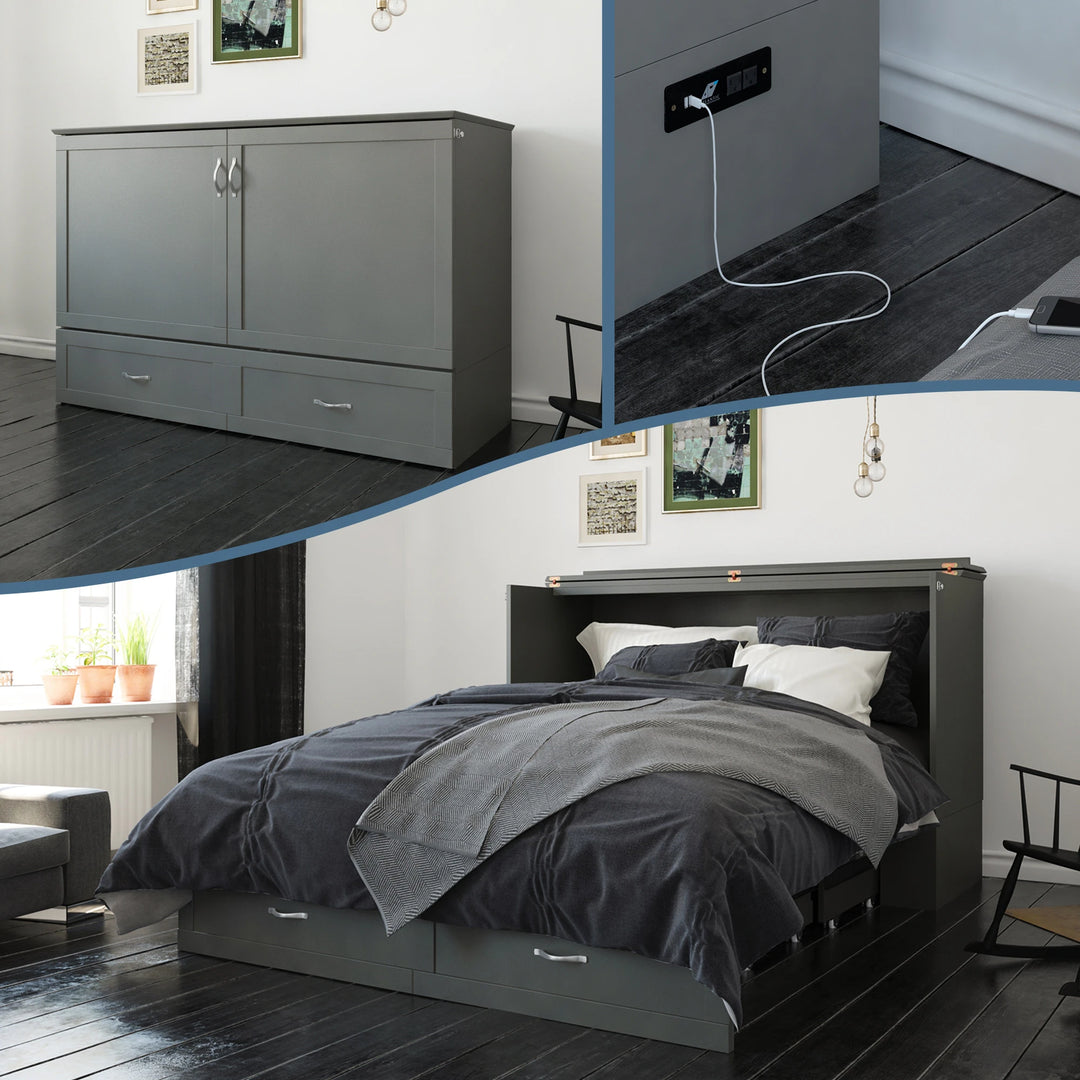 Hamilton Murphy Bed Chest with Mattress and Storage Drawer