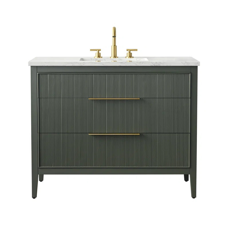 Bilroy Egremt 42'' Single Bathroom Vanity with Engineered Stone Top
