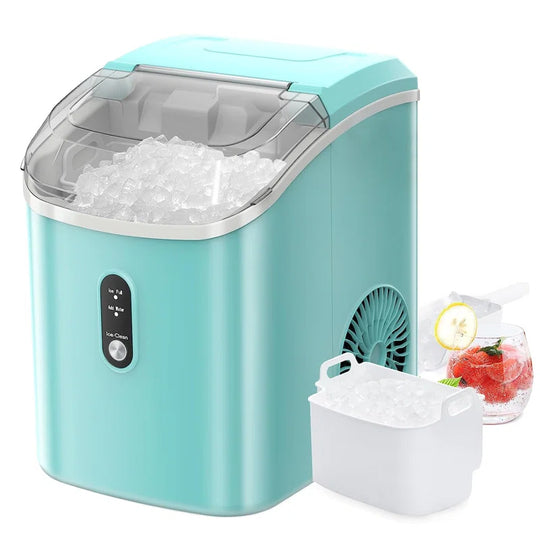Nugget Countertop Ice Maker with Soft Chewable Ice, Automatic 34S in 24 Hours, Pebble Portable Ice Machine with Ice Scoop, Self-Cleaning, One-Click Operation, for Kitchen,Office