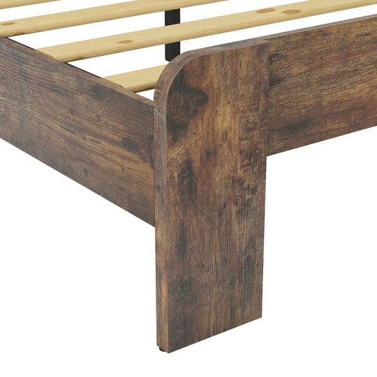 Full Wood Platform Bed Frame, Noise-Free, No Box Spring, Large Underbed Storage, Industrial Style