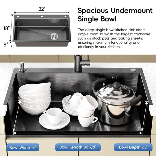 Drop-In/Undermount Single Bowl Stainless Steel Kitchen Sink
