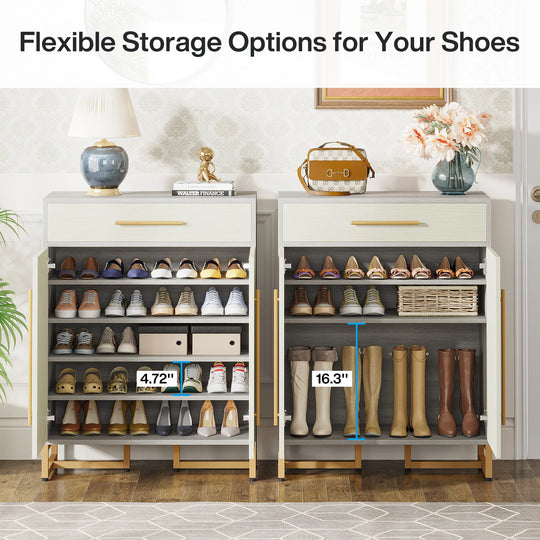 20-Pair Shoe Storage Cabinet with Drawer for Entryway - 31.5"L X 15.75"W X 39.37"H