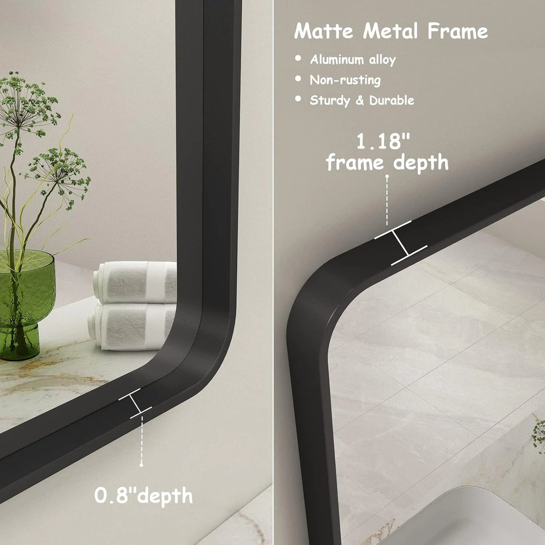 Aluminum Alloy Framed Tempered Glass Wall Decor Vanity Bathroom Mirror