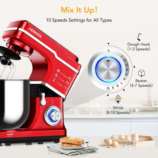 7.5 Quarts 10 Speed Tilt Head Kitchen Stand Mixer