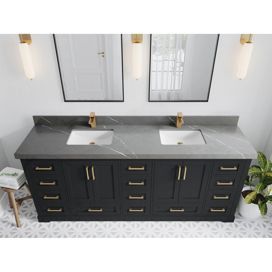Willow Collection 84 in W X 22 in D X 36 in H Boston Double Bowl Sink Bathroom Vanity with Countertop