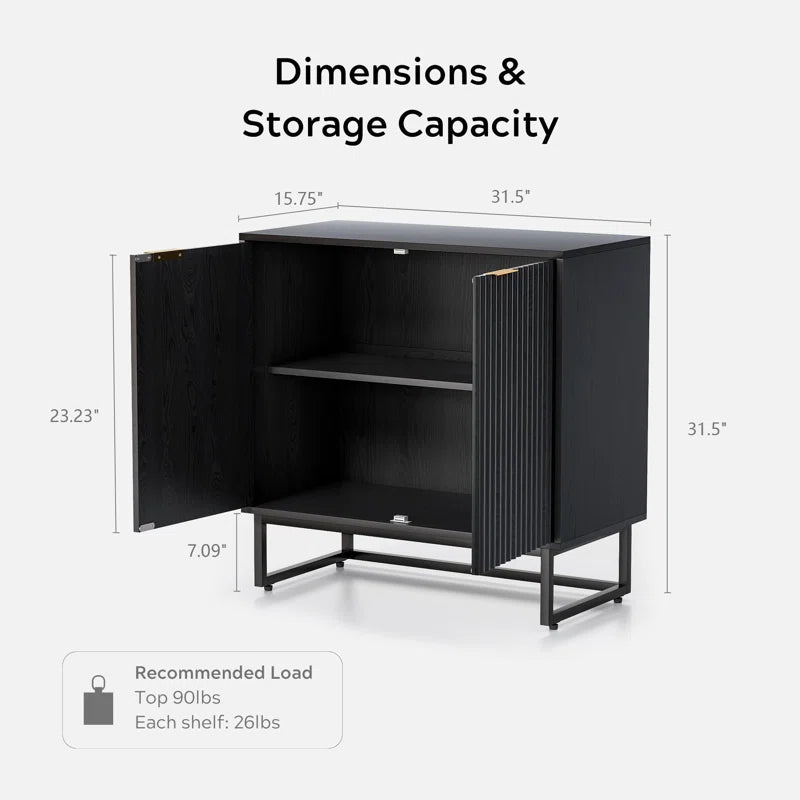 Neketa Wood Accent Cabinet with Metal Base