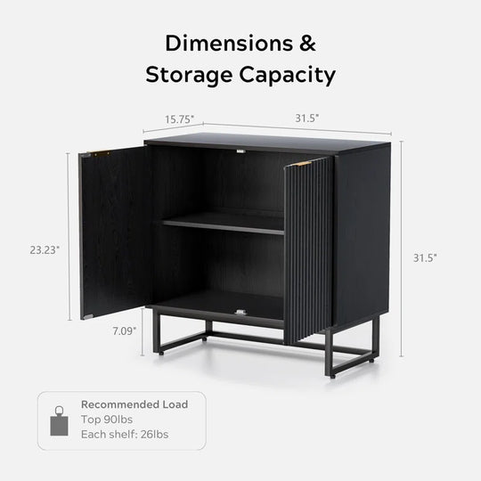 Neketa Wood Accent Cabinet with Metal Base